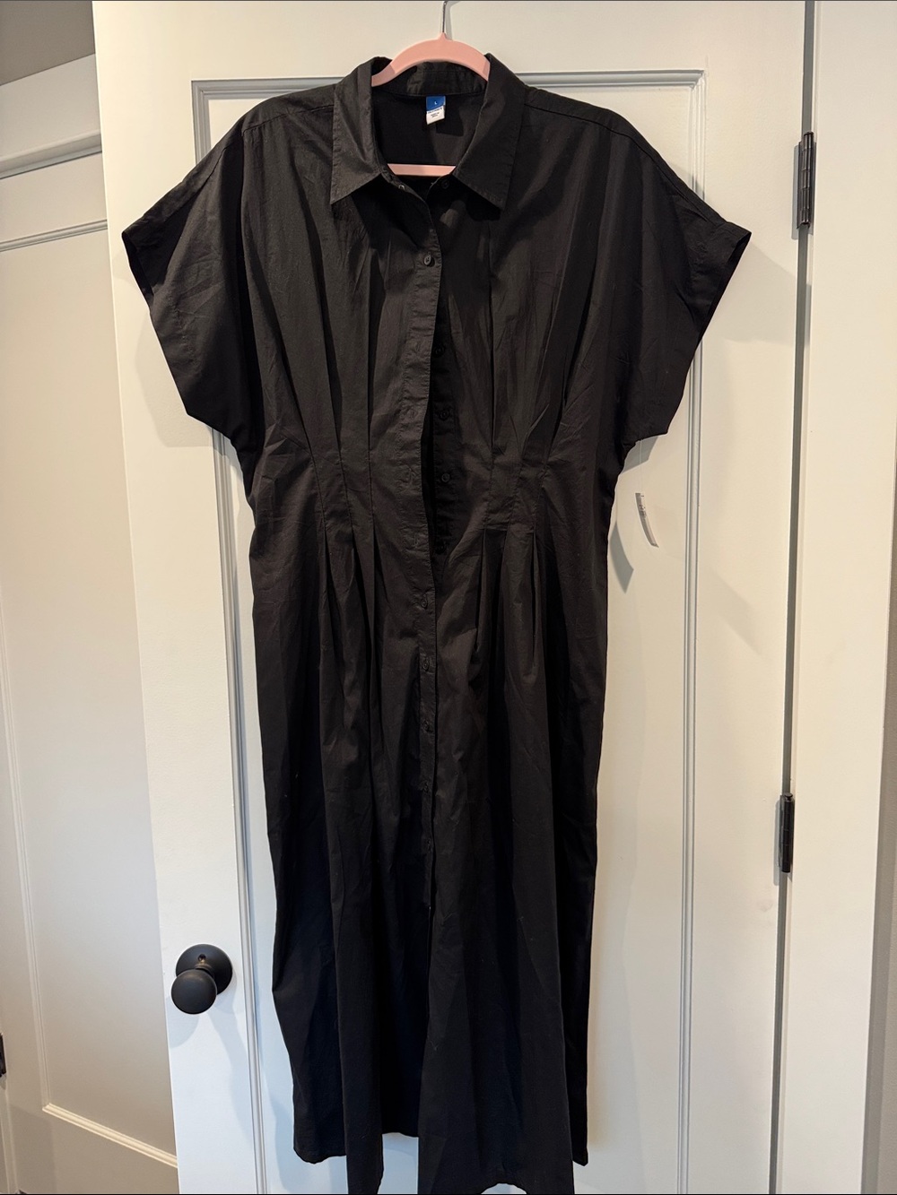 Black Button-Front Shirt Dress - Women's